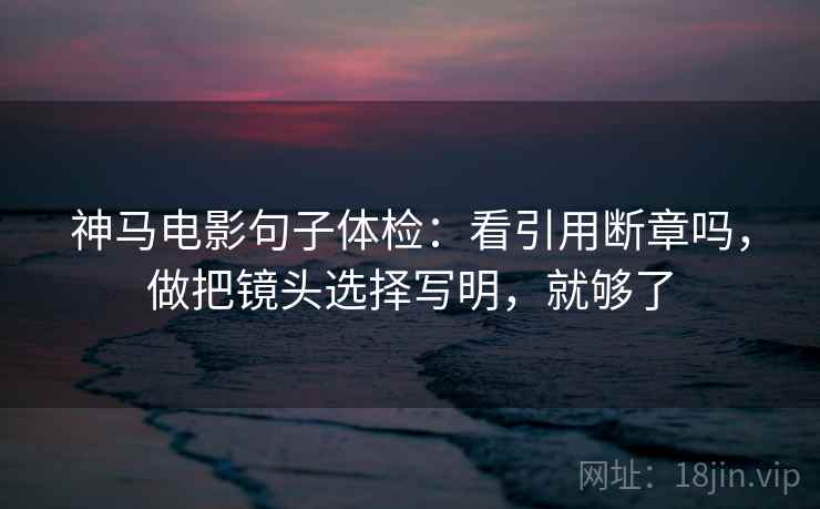神马电影句子体检:看引用断章吗,做把镜头选择写明,就够了 神马电影句子体检:看引用断章吗,做把镜头选择写明,就够了